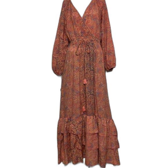 BOEMO Revolve Women's Bohemian Paisley Maxi Dress Sz M EUC - Picture 1 of 12